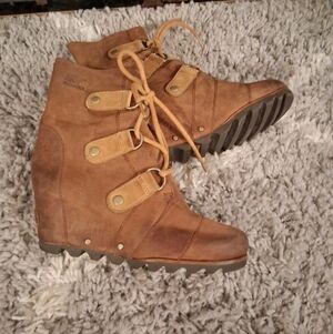 Sorel Women's Joan Of Arctic 8.5 Brown Wedge Boots Booties